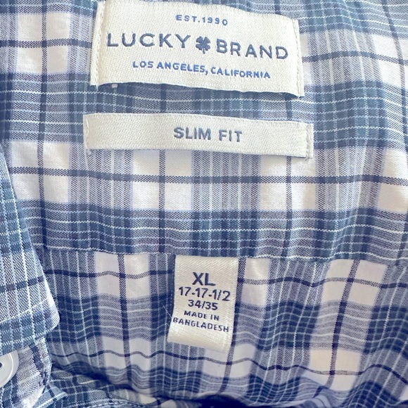 Lucky brand blue and white plaid men’s button up long sleeve shirt XL - Picture 5 of 6